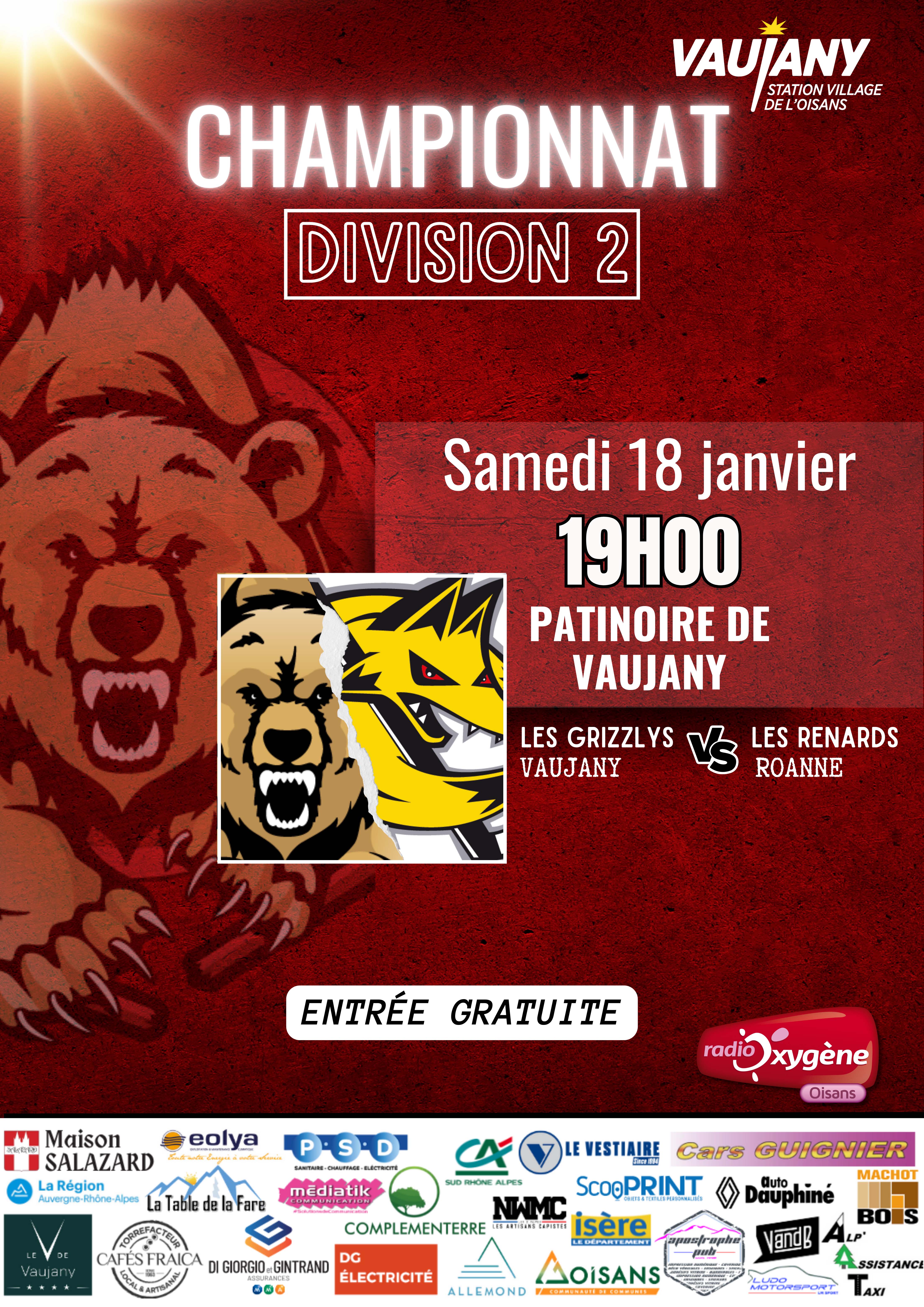 Hockey D2 : Les grizzlys de Vaujany VS Les renards (Roanne)