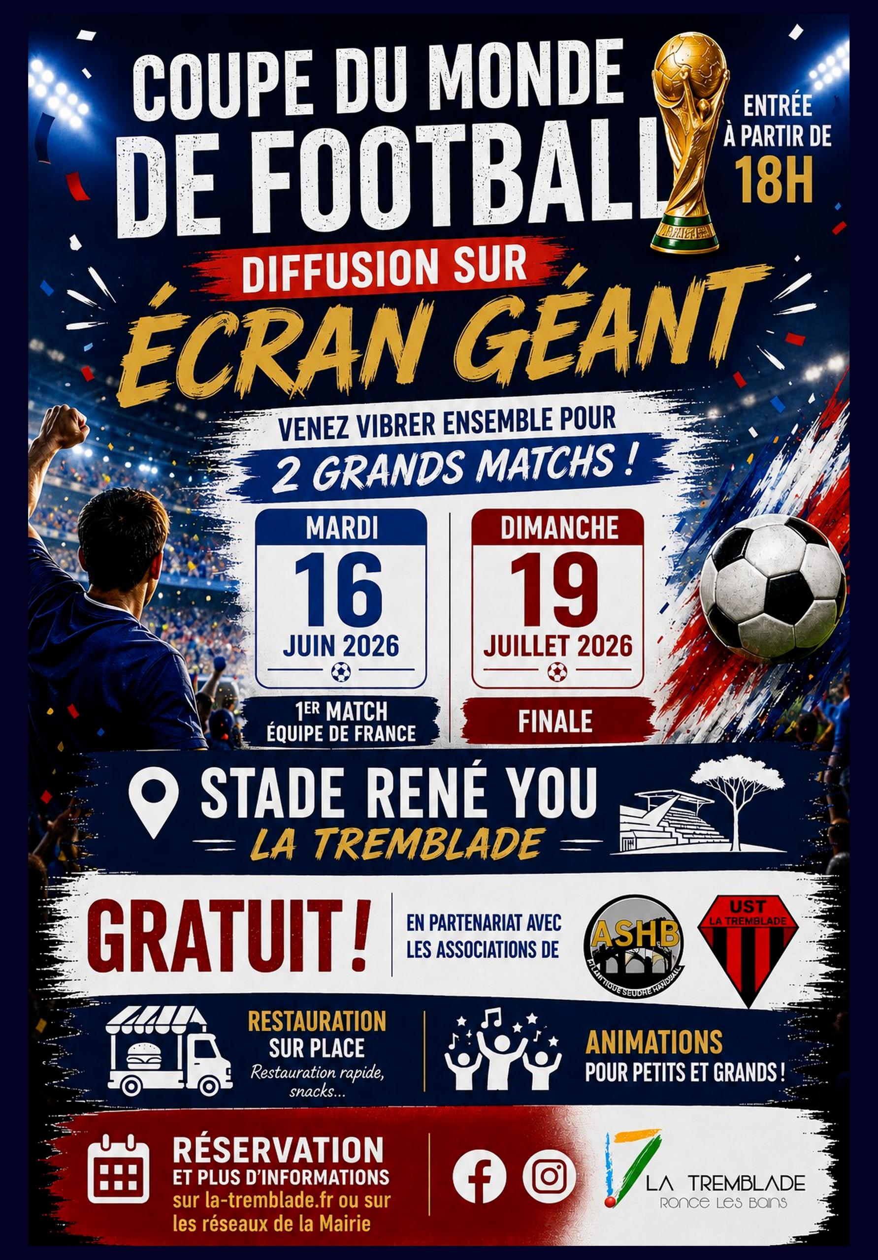 Diffusion sur écran géant - Coupe du monde de football