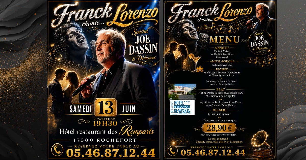 Dîner concert spécial Joe Dassin avec Franck LORENZO