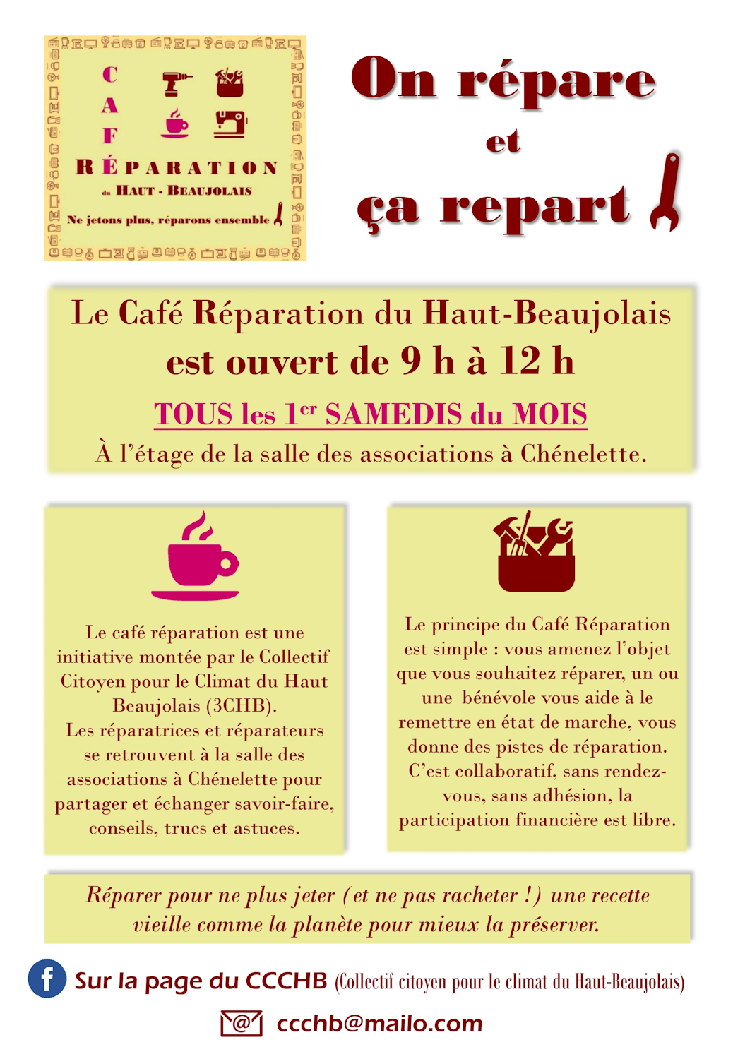 Affiche du Café Réparation du 3 CHB