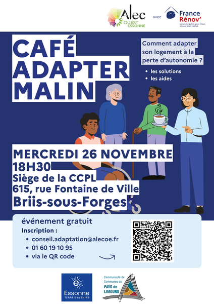 Affiche du Café Adapter Malin, novembre 2025