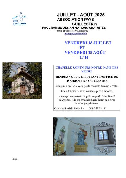 Visite du pays Guillestrin - Chapelle Saint Ours Notre Dame des neiges_Réotier