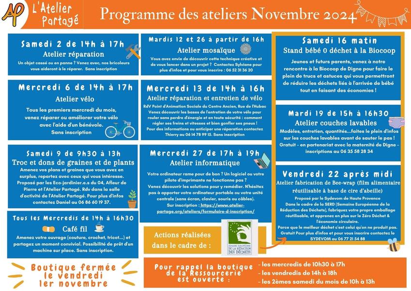 Atelier informatique Le 27 nov 2024