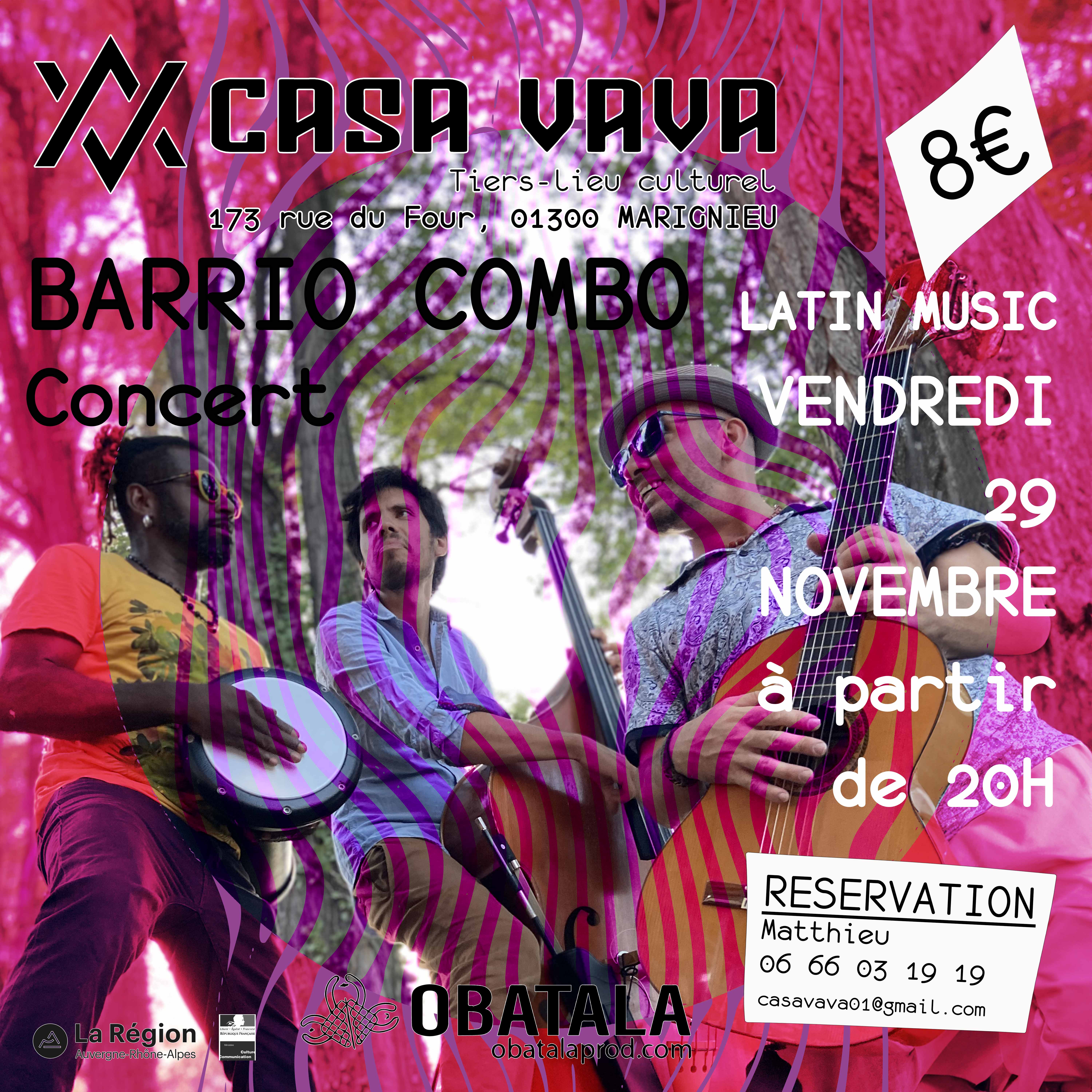 Concert de musique latine "Barrio Combo" à Casa Vava