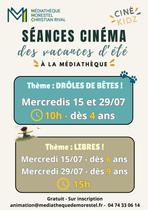 Programme séances cinéma "Cinékidz" à la médiathèque de Morestel_Morestel