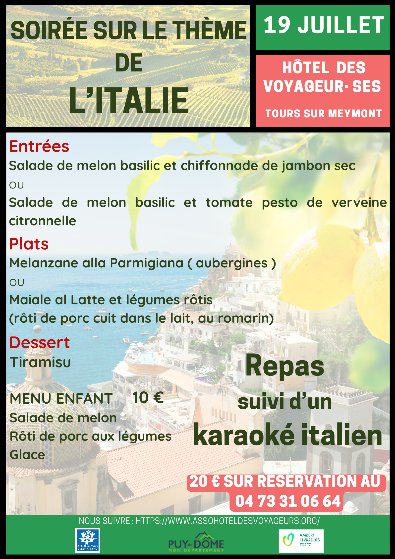 Soirée à thème sur l’Italie