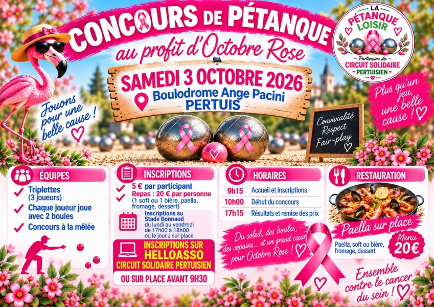 Concours de pétanque Octobre rose