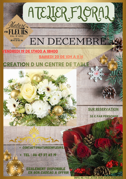 Atelier floral "Centre de Table de Noël"