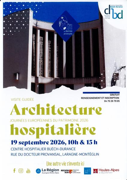 Journées Européennes du Patrimoine : visite guidée  du centre hospitalier Buëch-Durance, un exemple remarquable d'architecture hospitalière des années 1950