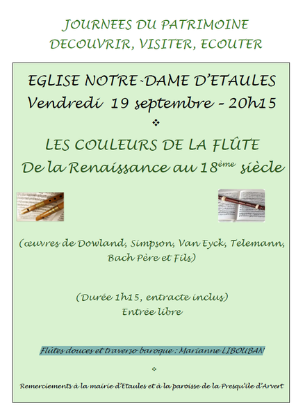 Concert de flûtes anciennes - journées du patrimoine