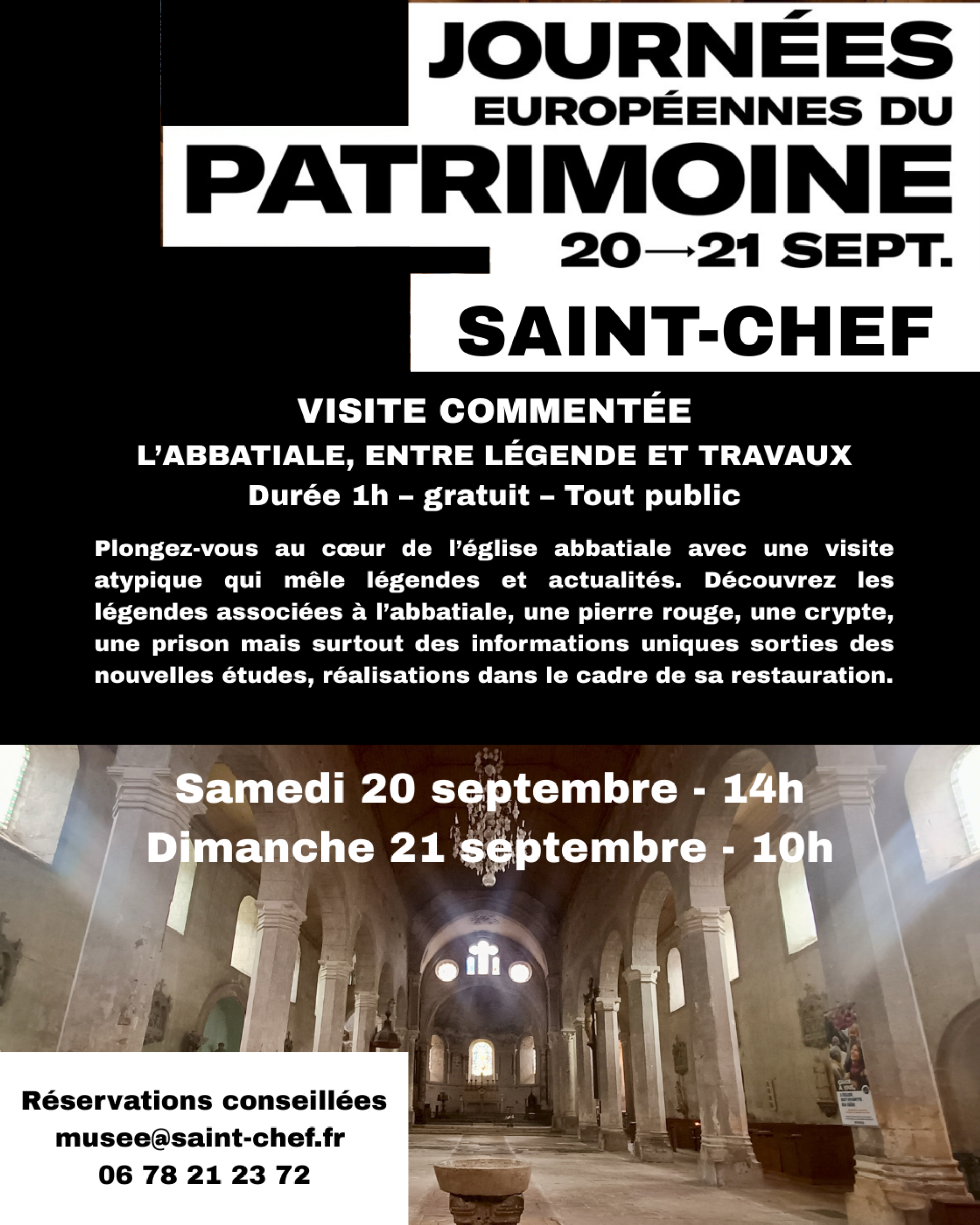 Visite commentée : l'abbatiale, entre légende et travaux_Saint-Chef-Office de T…
