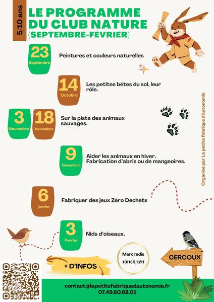 Programme du Club Nature