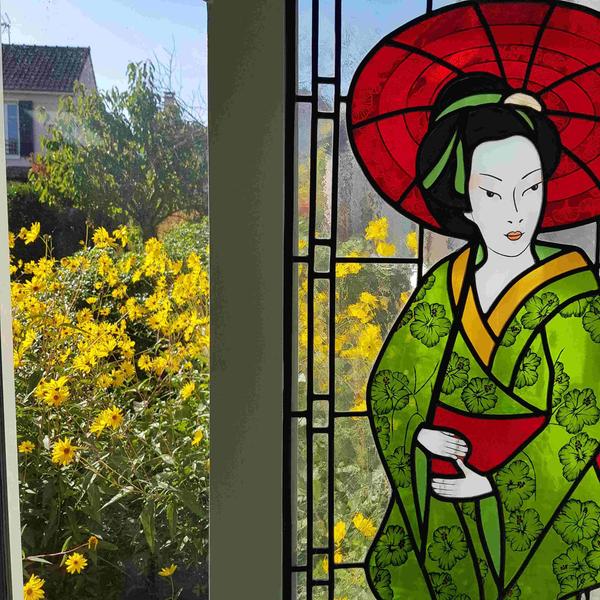 Vitrail réalisé par l'atelier Au cœur du vitrail 