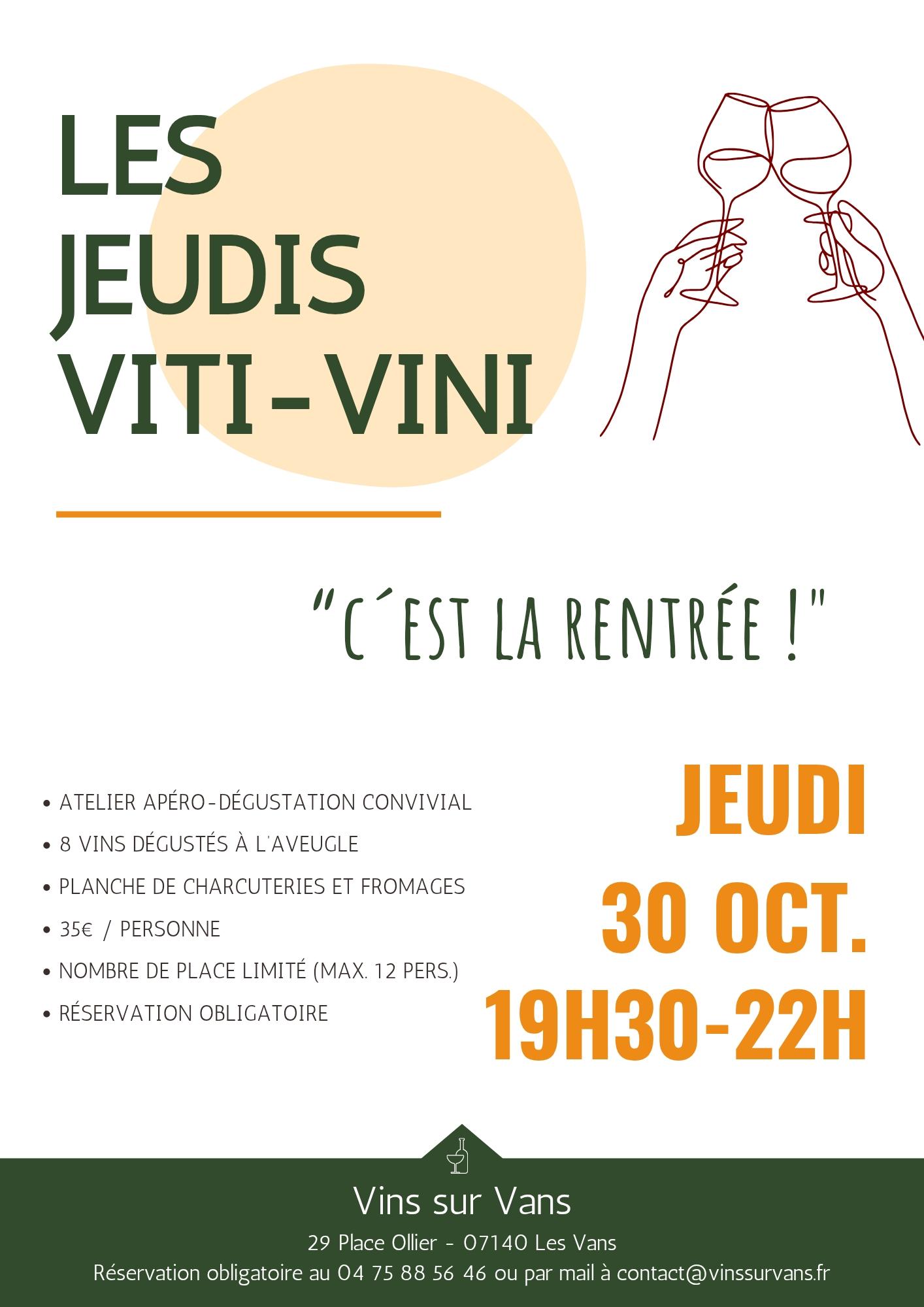 Affiche Jeudis Viti-Vini Vins Sur Vans