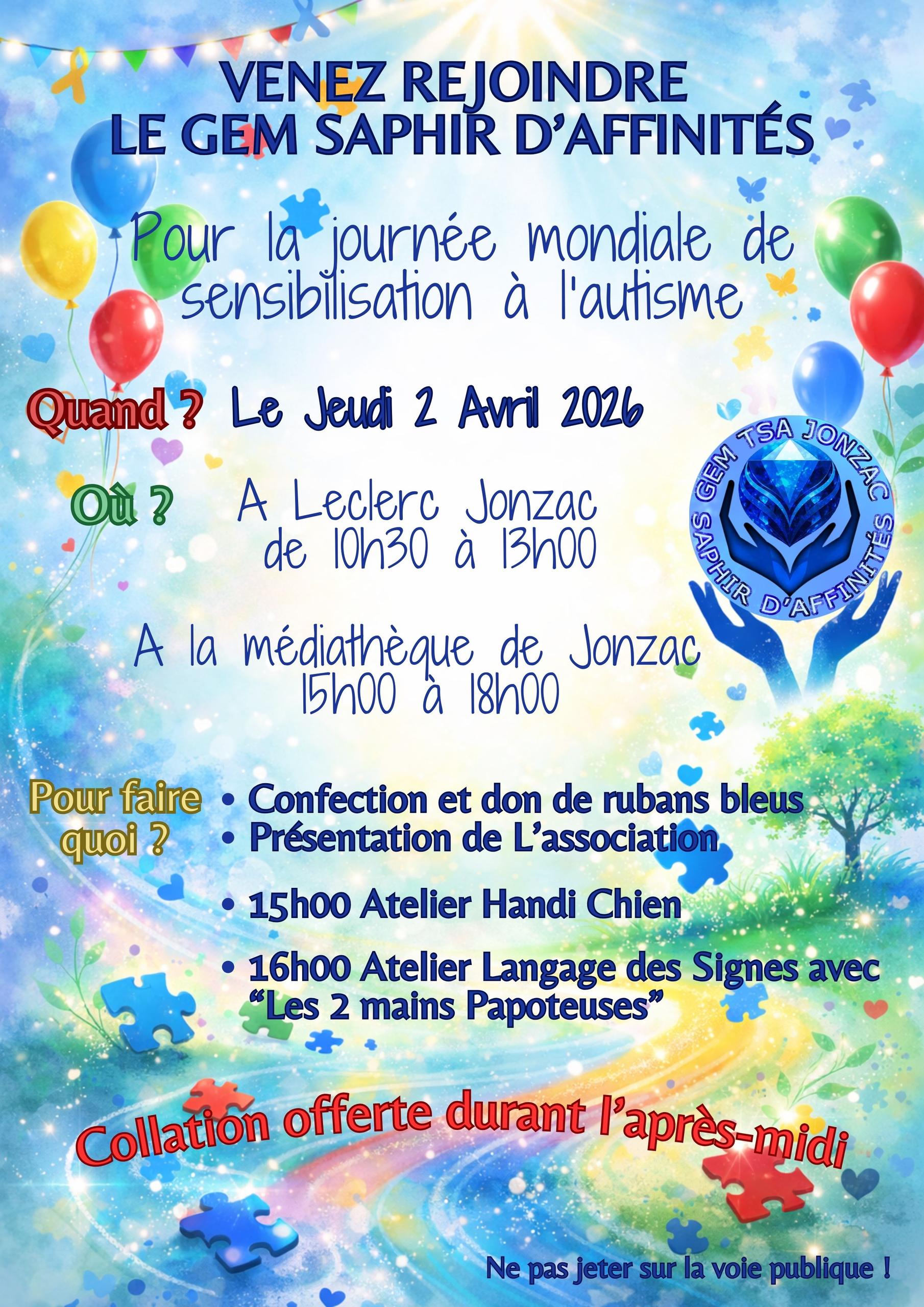 Journée mondiale Sensibilisation à l'autisme