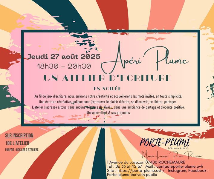 Atelier décriture Apériplume août