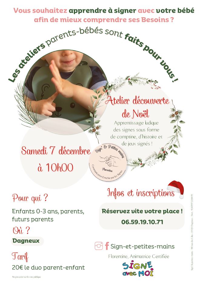 Atelier découverte de Noël : signer avec son bébé_Dagneux