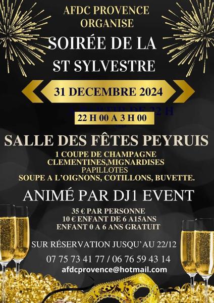 Soirée de la St Sylvestre Du 31/12/2024 au 1/1/2025