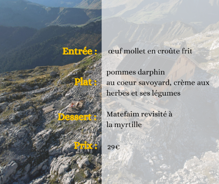 Repas au refuge de la Pointe Percée