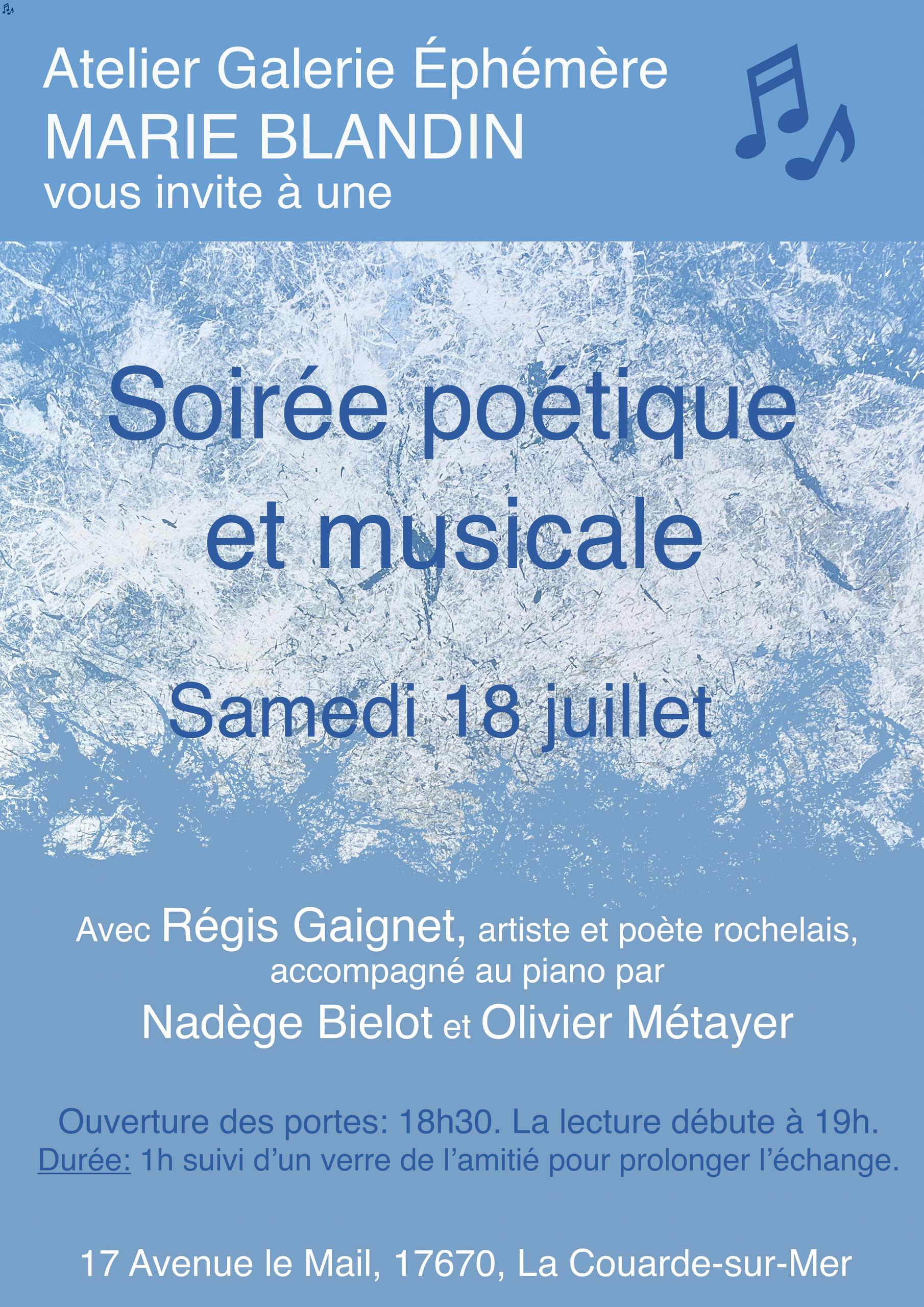Soirée poétique et musicale à l'atelier galerie éphémère de Marie Blandin