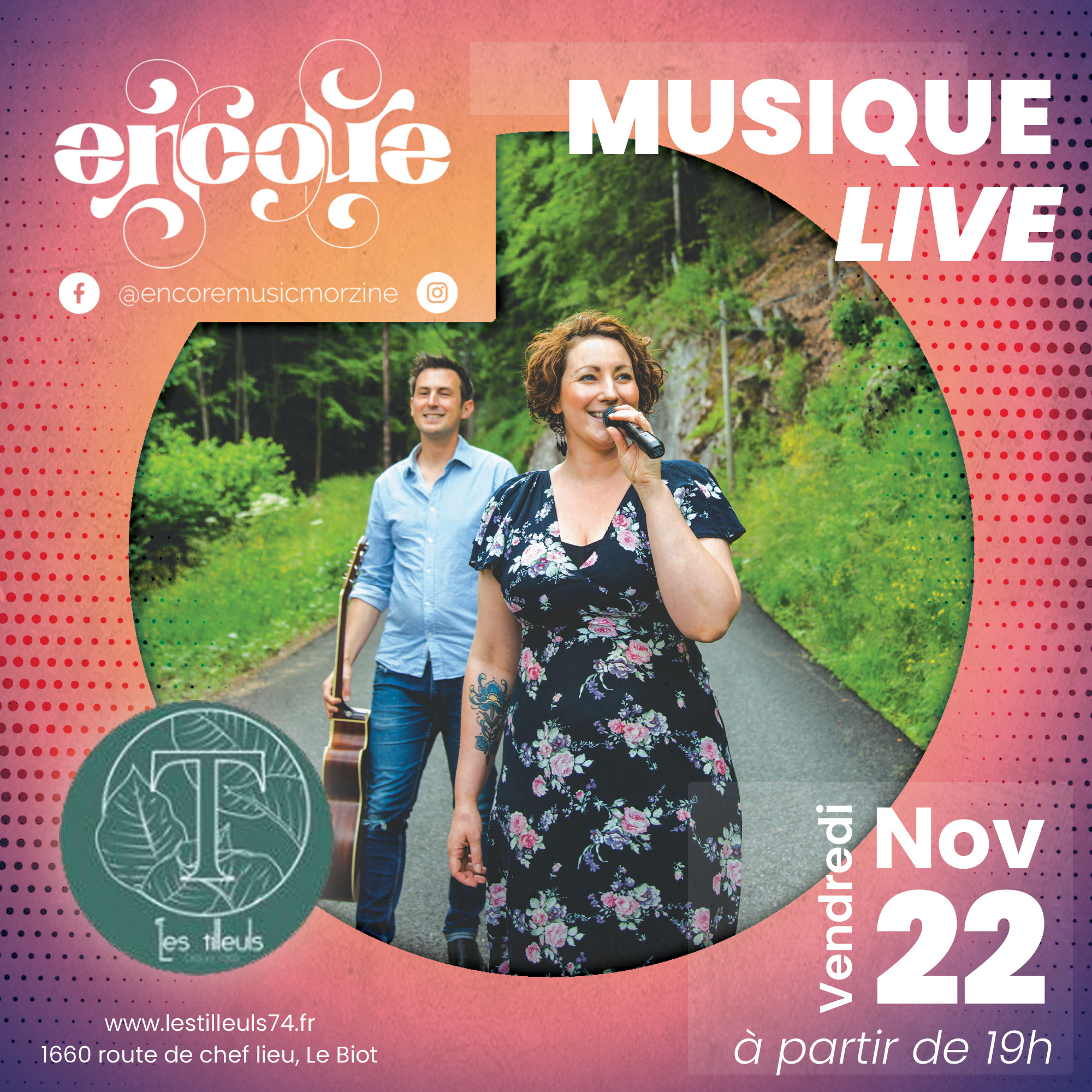 Affiche concert Encore aux tilleuls au Biot