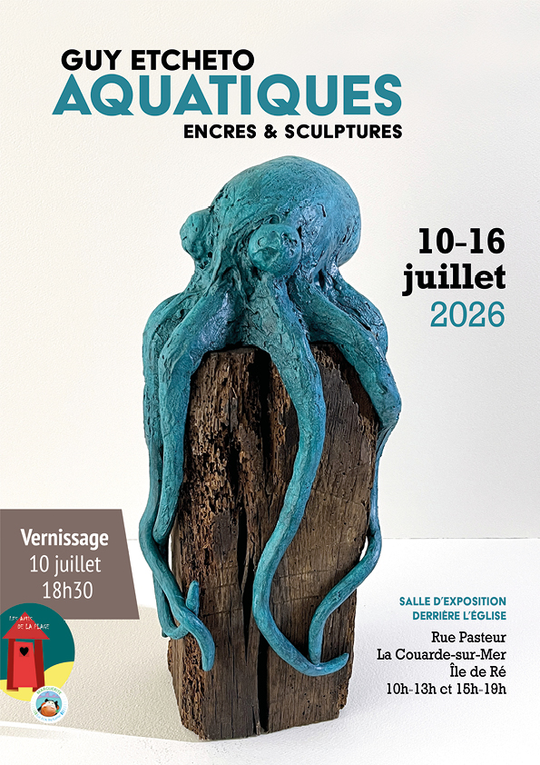 Exposition "Aquatiques" de Guy Etcheto, encres et sculptures