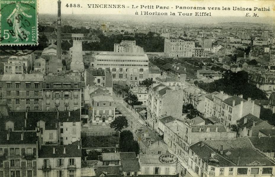 Panorama du quartier du Petit-Parc dominé par l'usine Pathé 