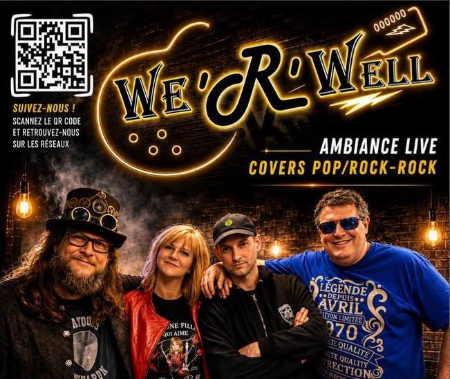 Soirée REPRISES 100% rock et pop/rock avec WE' R' WELL