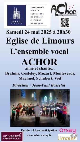 Concert de l'ensemble vocal ACHOR à l'église de Limours, à Limours, samedi 24 mai 2025