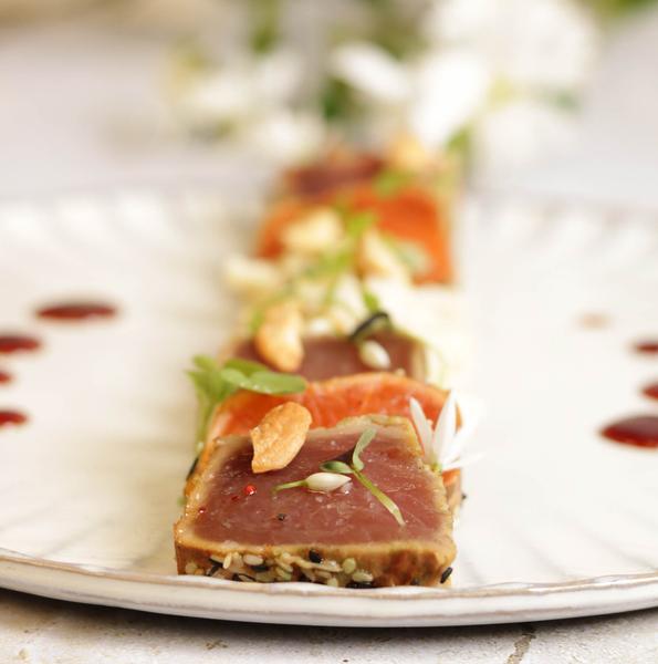 Tataki de thon et saumon Bömlo