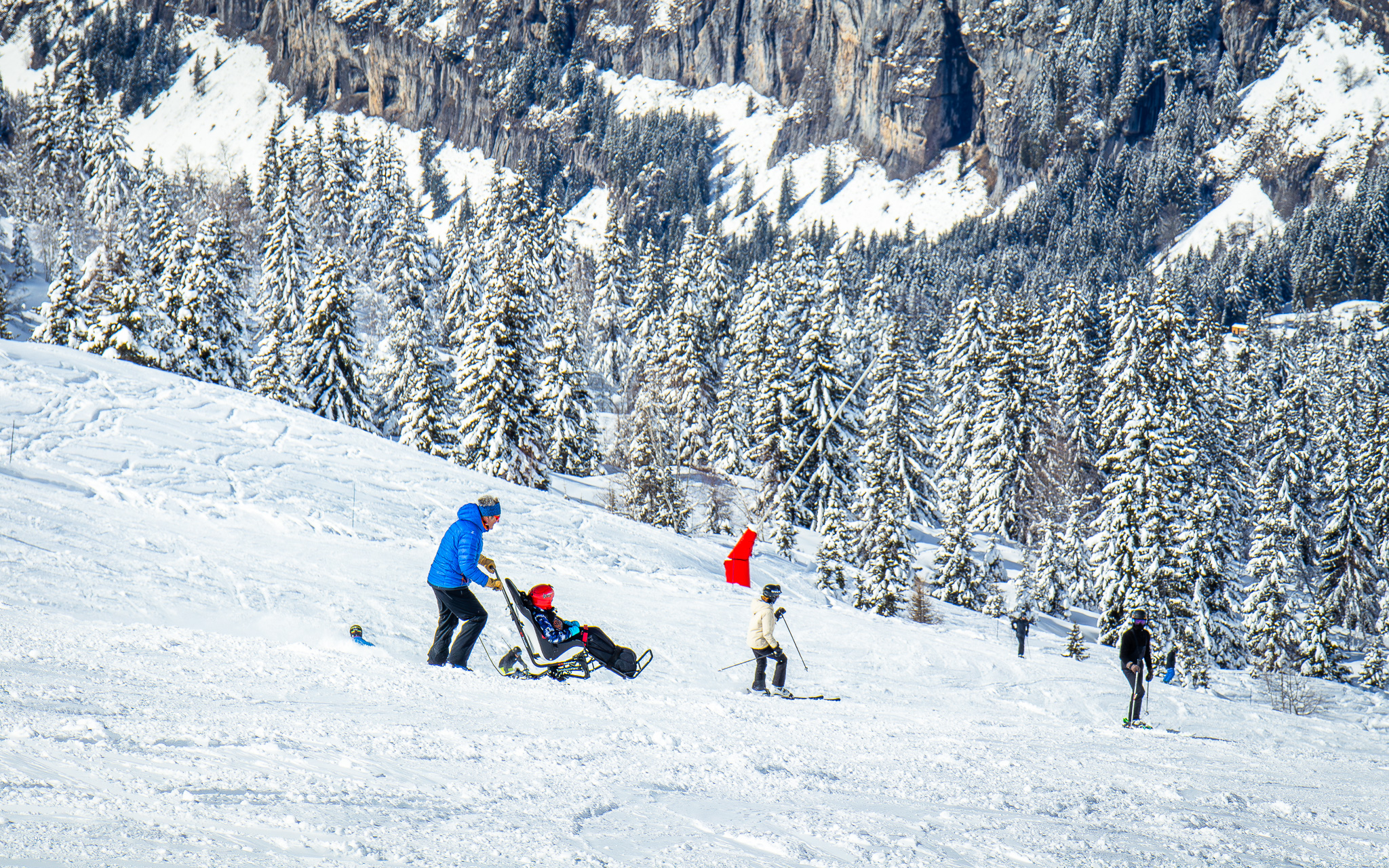 Tandem handiski sur les pistes de Flaine