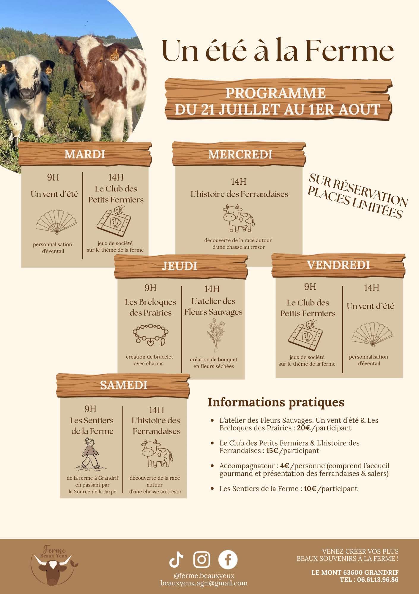 Un été à la ferme – Ateliers créatifs et découverte d’un élevage de ferrandaises et salers