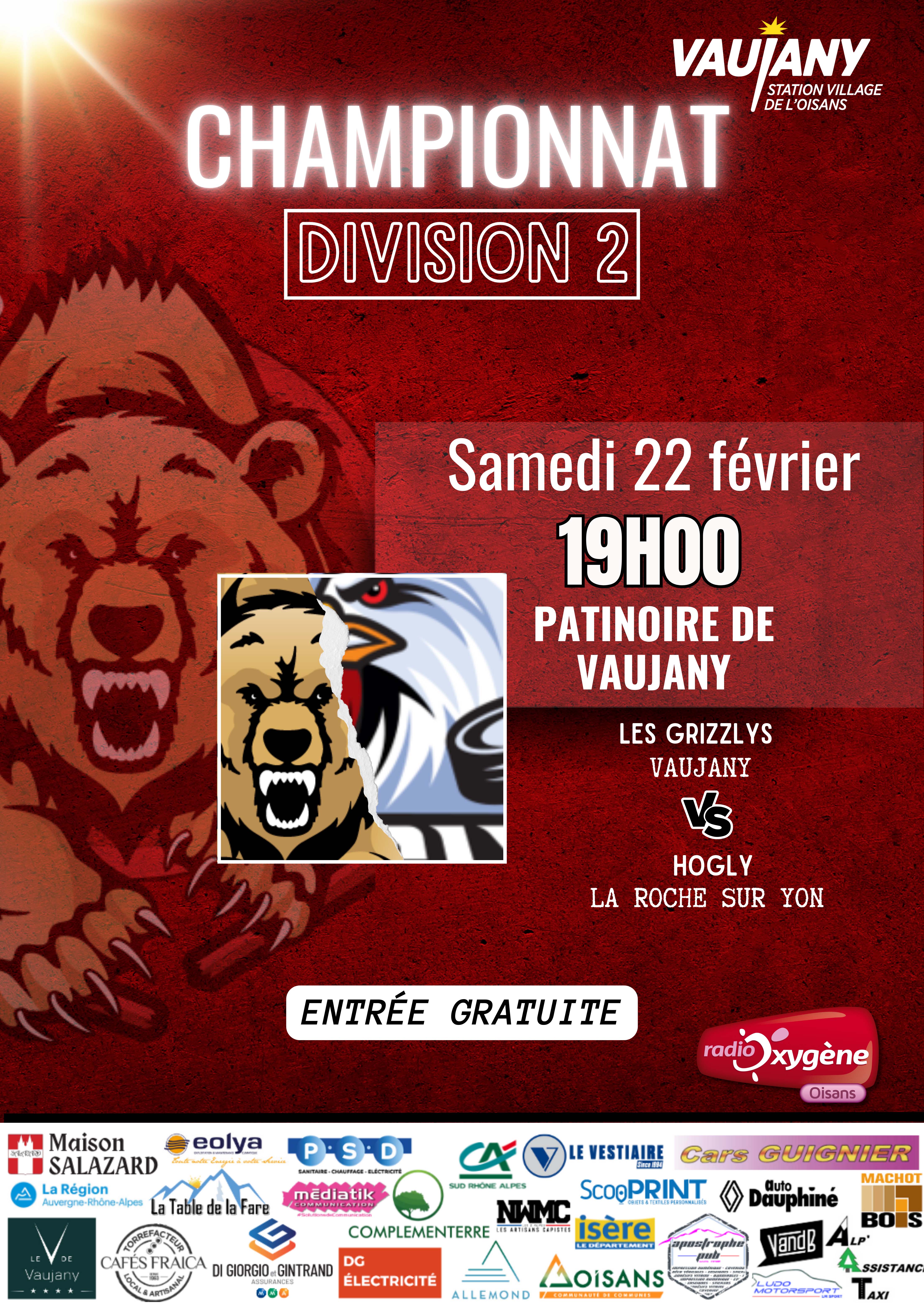 Hockey D2 : Les grizzlys de Vaujany VS Hogly (La roche-sur-yon)