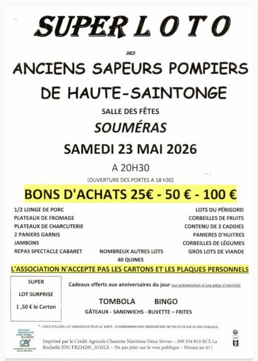 Super Loto des Anciens Sapeurs Pompiers de Haute-Saintonge