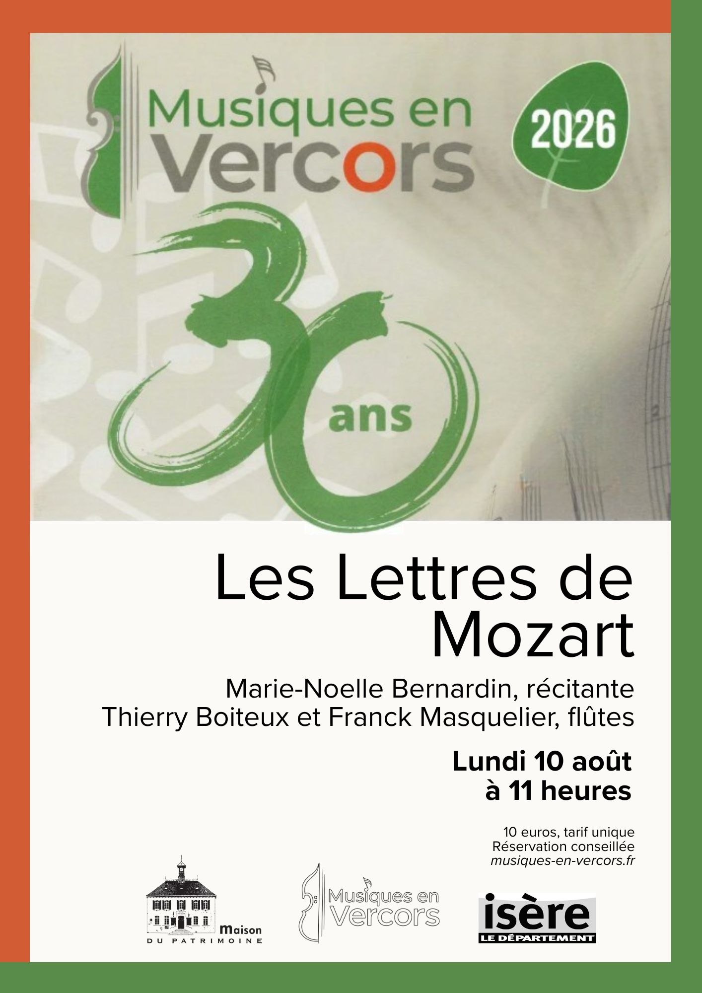 Musiques en Vercors - concert lecture - Les lettres de Mozart_Villard-de-Lans