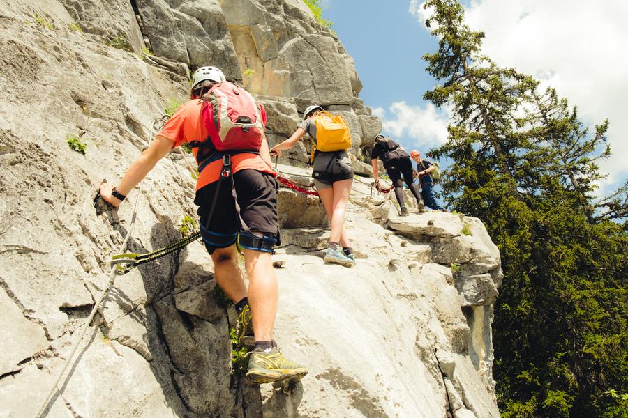 Group outing of via ferrata with the Guides Office