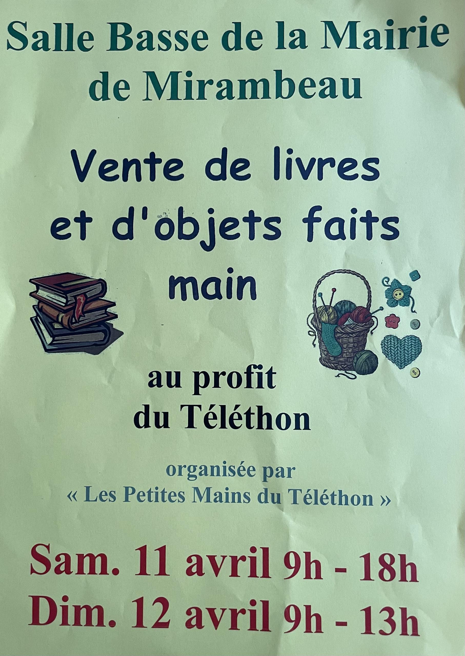 Vente de livres et d'objets faits main au profit du téléthon