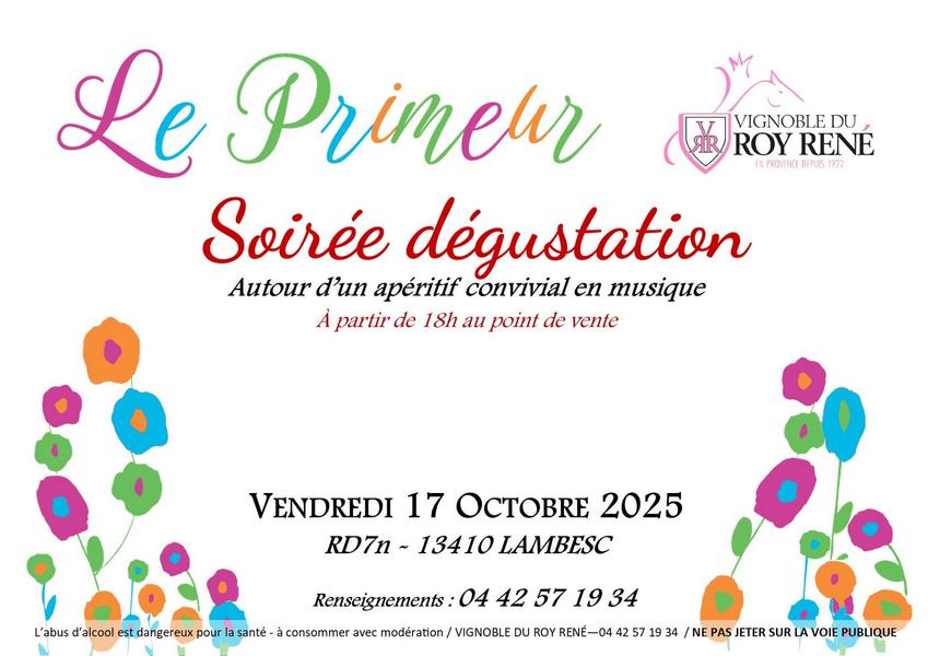 Soirée dégustation primeur du Vignoble du Roy René
