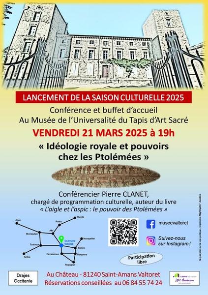 Conférence : Idéologie royale et pouvoirs chez les premiers Ptolémées (Egypte)_Saint-Amans-Valtoret