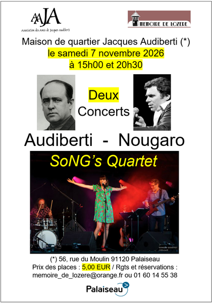 Concerts Audiberti-Nougaro du groupe SoNG's Quartet 
