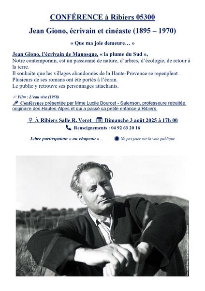 - © Mairie de Val Buëch Méouge Conférence : 'Jean Giono, écrivain et cinéaste (1895 – 1970)'_Val Buëch-Méouge - © Mairie de Val Buëch Méouge