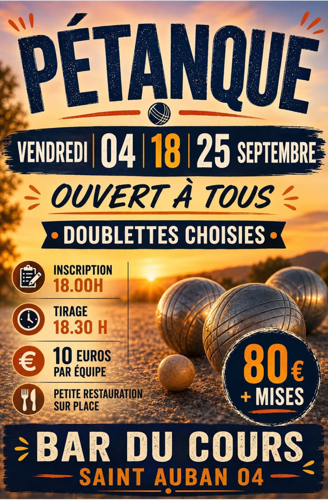Concours de pétanque à Saint-Auban