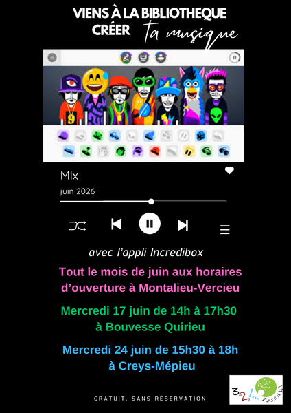 Viens à la bibliothèque créer ta musique à Montalieu-Vercieu