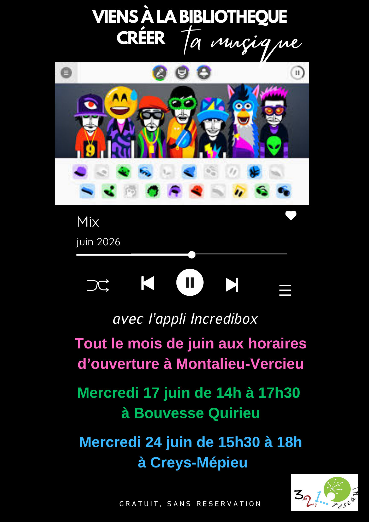 Viens à la bibliothèque créer ta musique à Montalieu-Vercieu