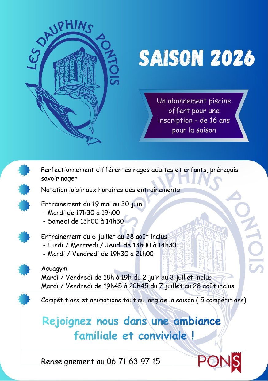 Aquagym, leçons de natation et compétitions