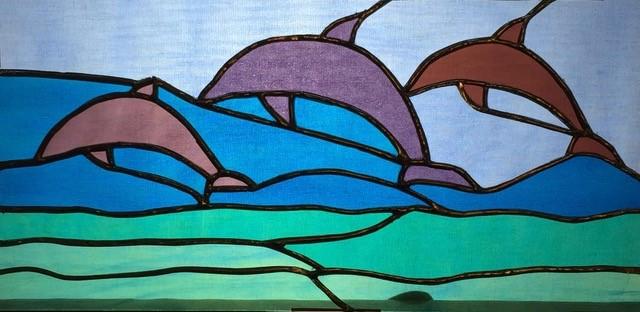 Agnèle, la fée Art-en-ciel - Dauphins sur vitrail