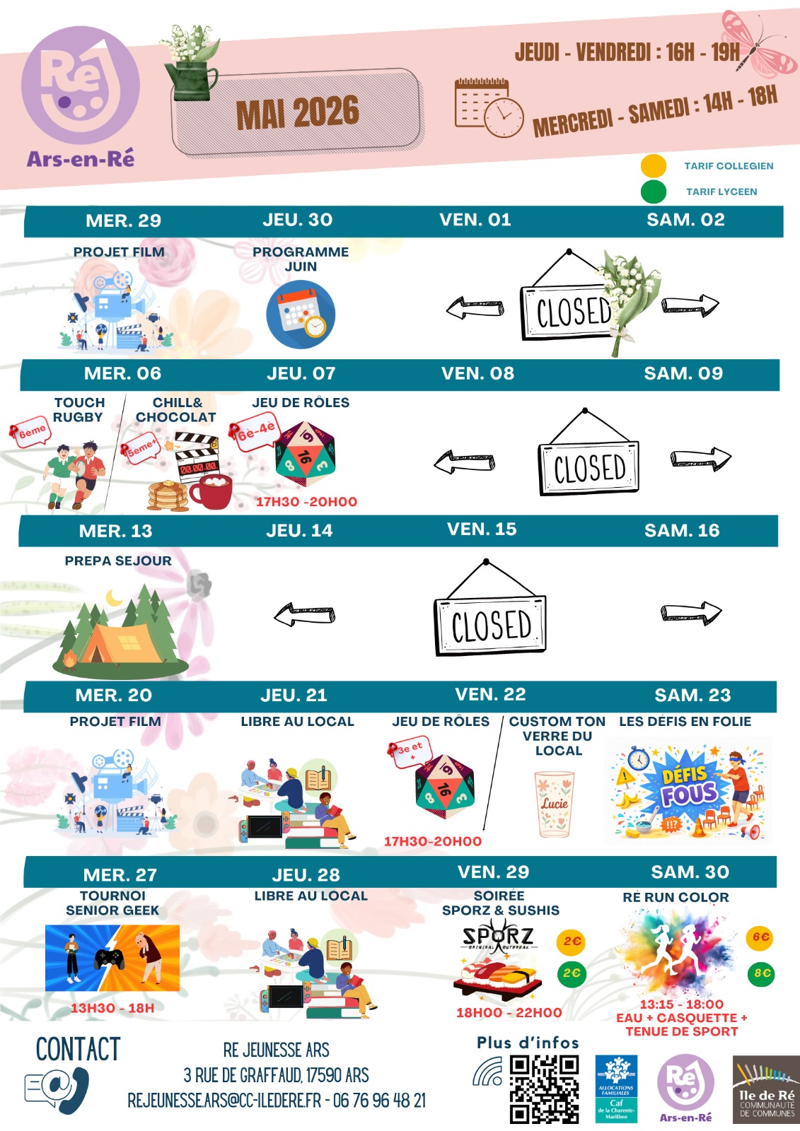 Animations de Ré Jeunesse à Ars-en-Ré - Mai