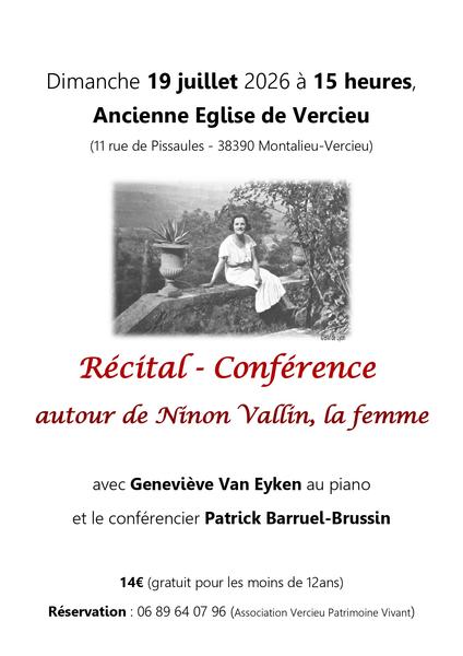 Récital - conférence : Ninon Vallin, la femme, la résistante, à Montalieu-Vercieu
