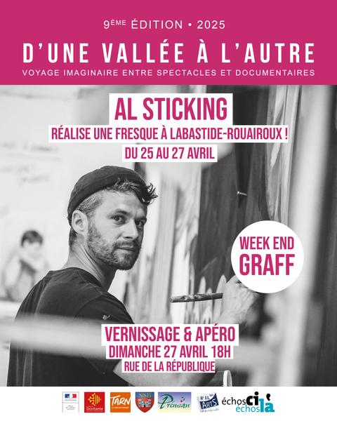 Al Sticking réalise une fresque à Labastide-Rouairoux !