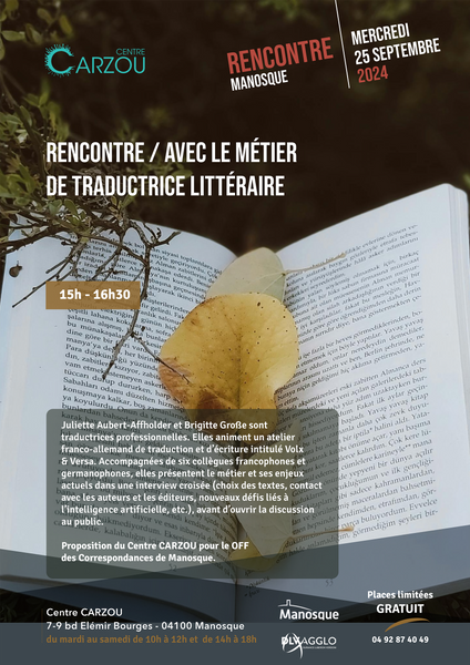 Rencontre avec le métier de traductrice littéraire Le 25 sept 2024